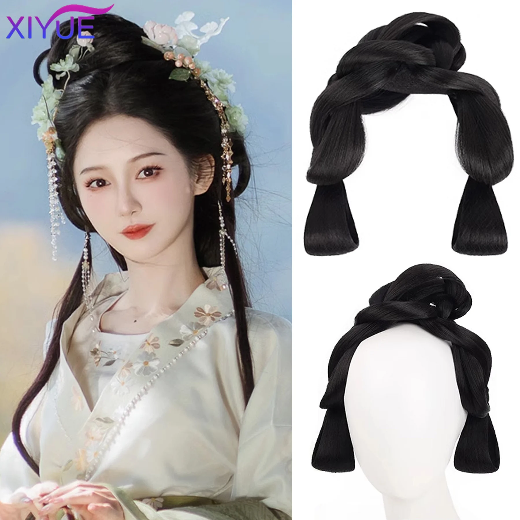 Synthetic Ancient Costume Hanfu Wig All-in-one Lazy Hairband Ancient Tang Style Versatile Bun Ancient Style Cushion Hair Bag