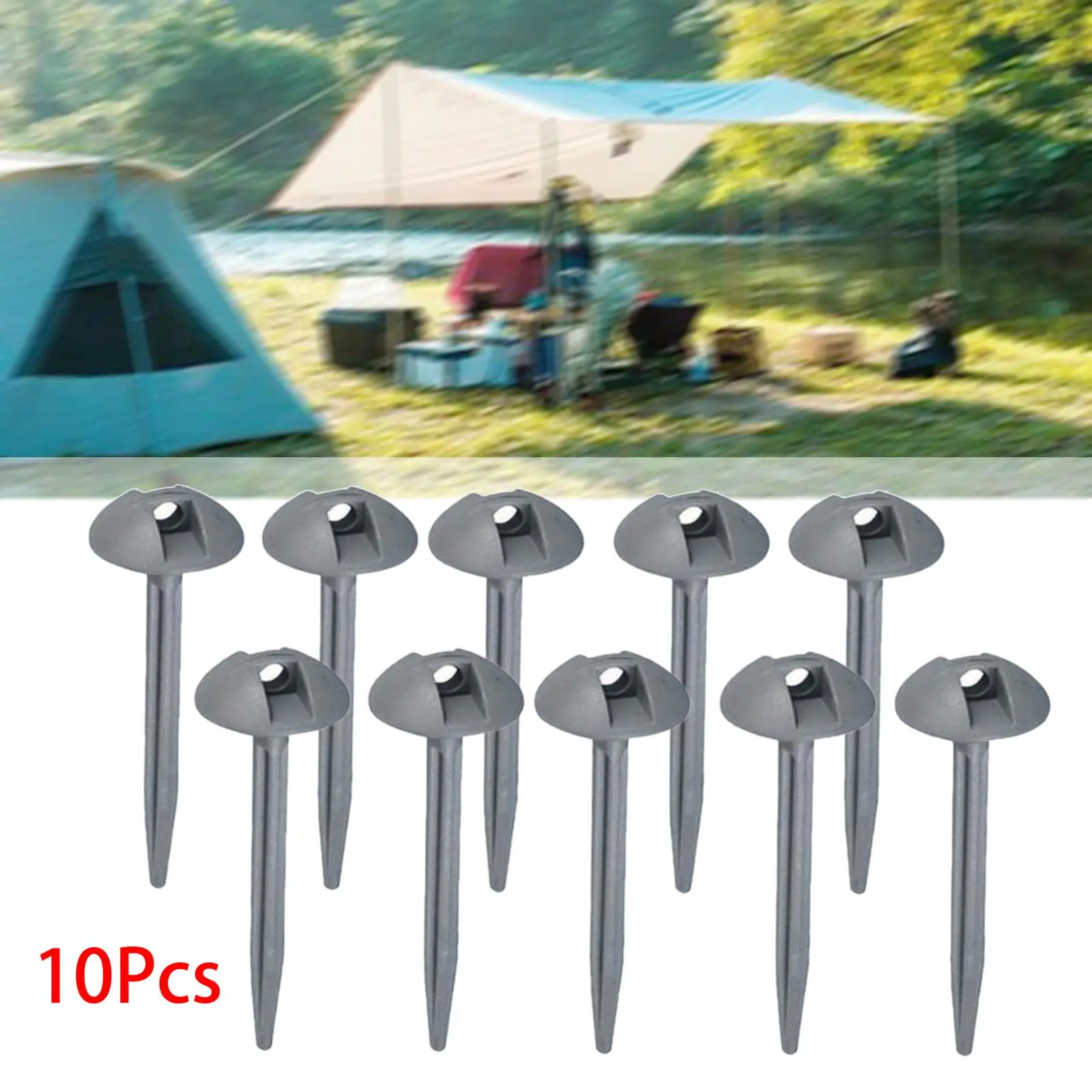 10x Tent Stakes Pegs with Hole Shaped Heavy Duty Awning Shelter Ground Nail for Garden Tent Backpacking Canopy Backyard