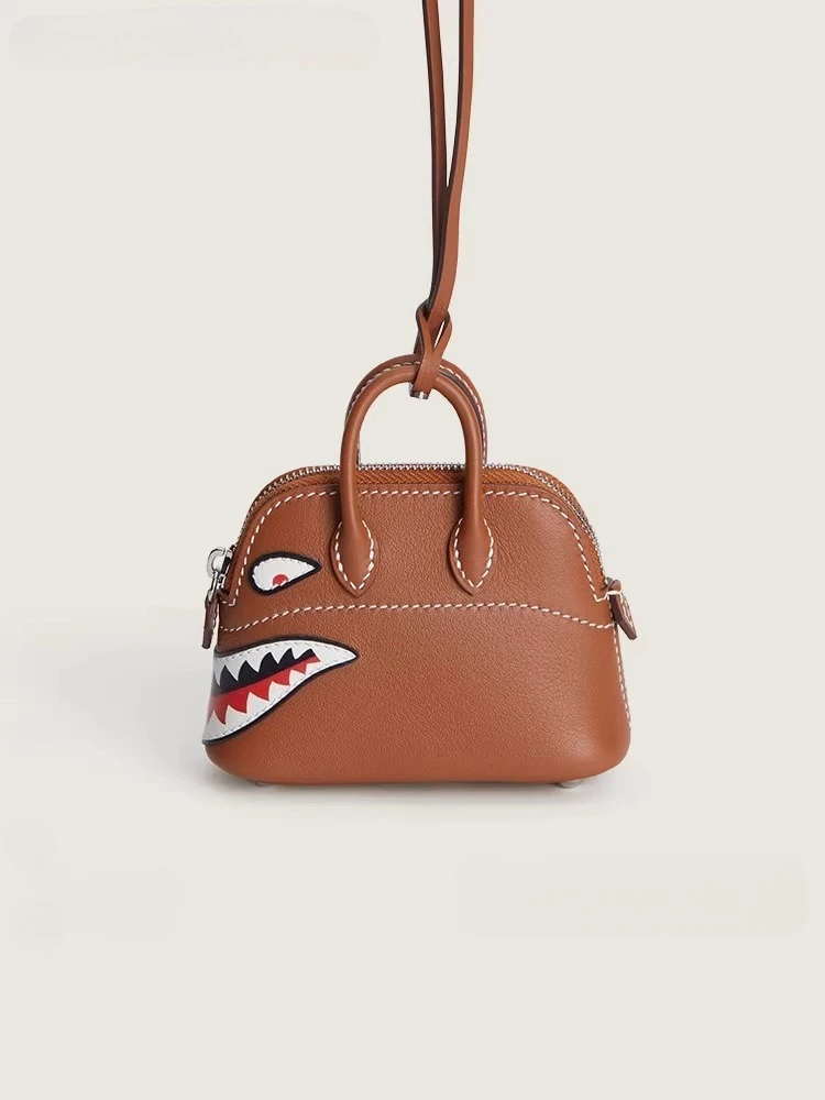 2026-new-trendy-shark-mini-bag-charm-hand-stitched-genuine-leather-luxury-earphone-case-car-hanging-ornament