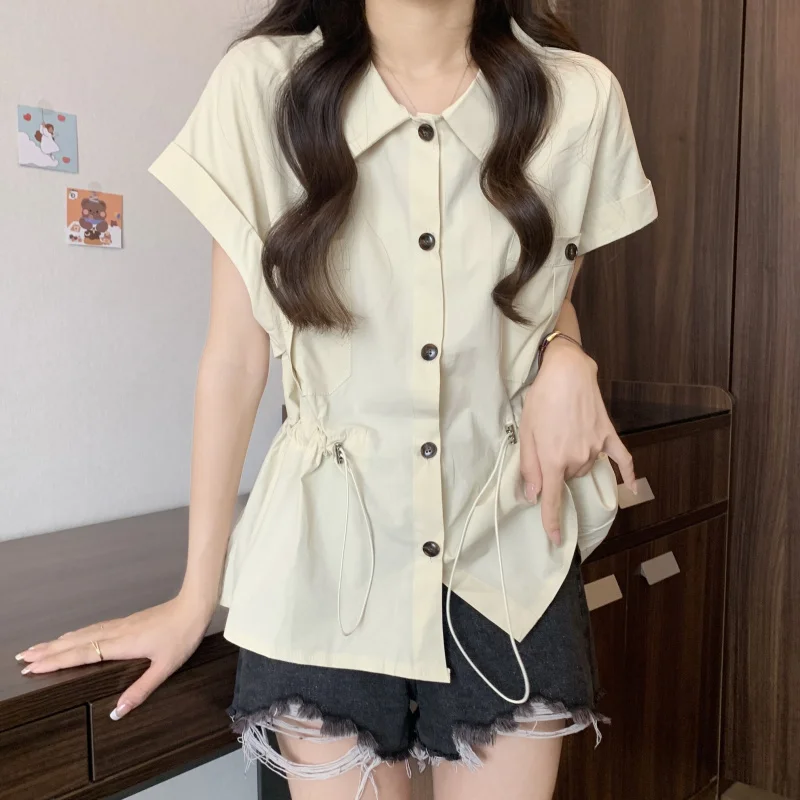 Damskie bluzki z krótkim rękawem, szyfonowe, patchworkowe, z marszczeniami, krótkie, w stylu ulicznym, romantyczne, francuskie, artystyczne, miejskie, modne, nowoczesne, proste.