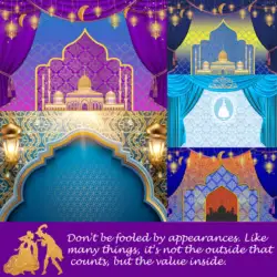 Seekpro Jasmin Backdrop Photography Aladdin Happy Birthday Party Background Moroccan Baby Shower Banner Gold Mosque Palace