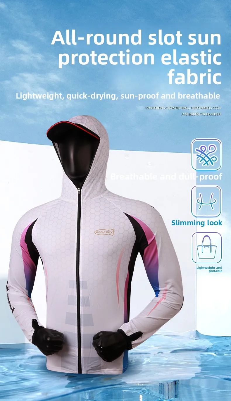 بدلة واقية من الشمس لصيد الأسماك من الحرير الجليدي للرجال صيفية قابلة للتنفس سترة صيد السمك مقاس كبير ملابس صيد الأسماك البحرية #5