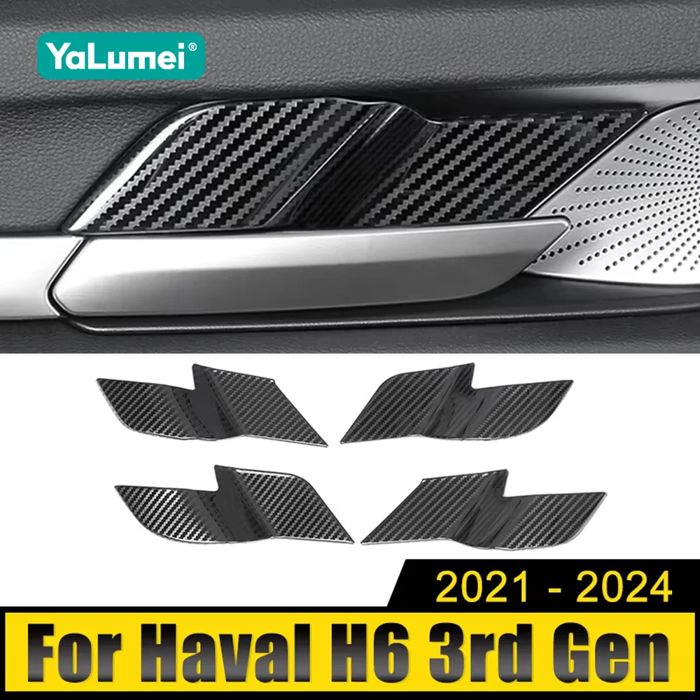 For Haval H6 3rd Gen GT 2021 2022 2023 2024 HEV PHEV H6S Stainless Steel Car Inner Door Handle Bowl Covers Case Trims Stickers