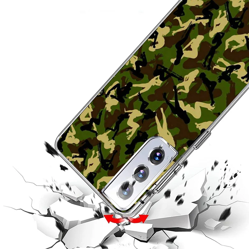 Capa de telefone de camuflagem militar, capa macia para Samsung Galaxy S24 Ultra, S23, S22, S21, S20 FE, S10 Plus, S10E, S9, S8 +