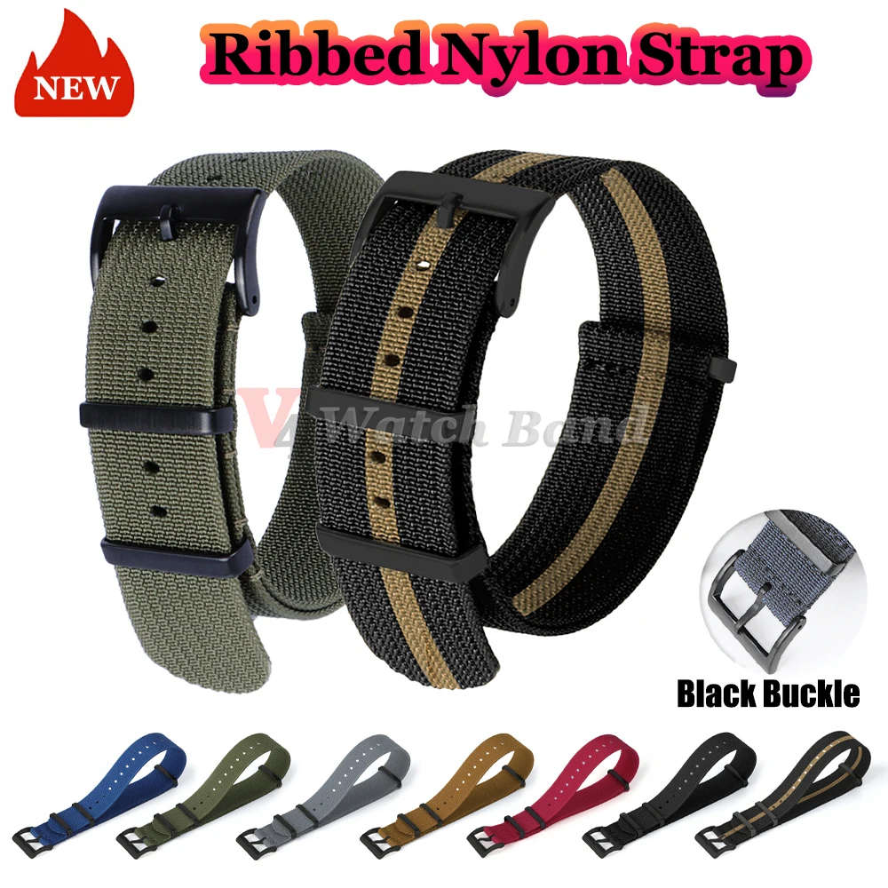 Universal Fabric Bracelet for Seiko 20mm 22mm with Black Buckle Nylon Band for Omega Wristband for Rolex Watch Strap Accessories