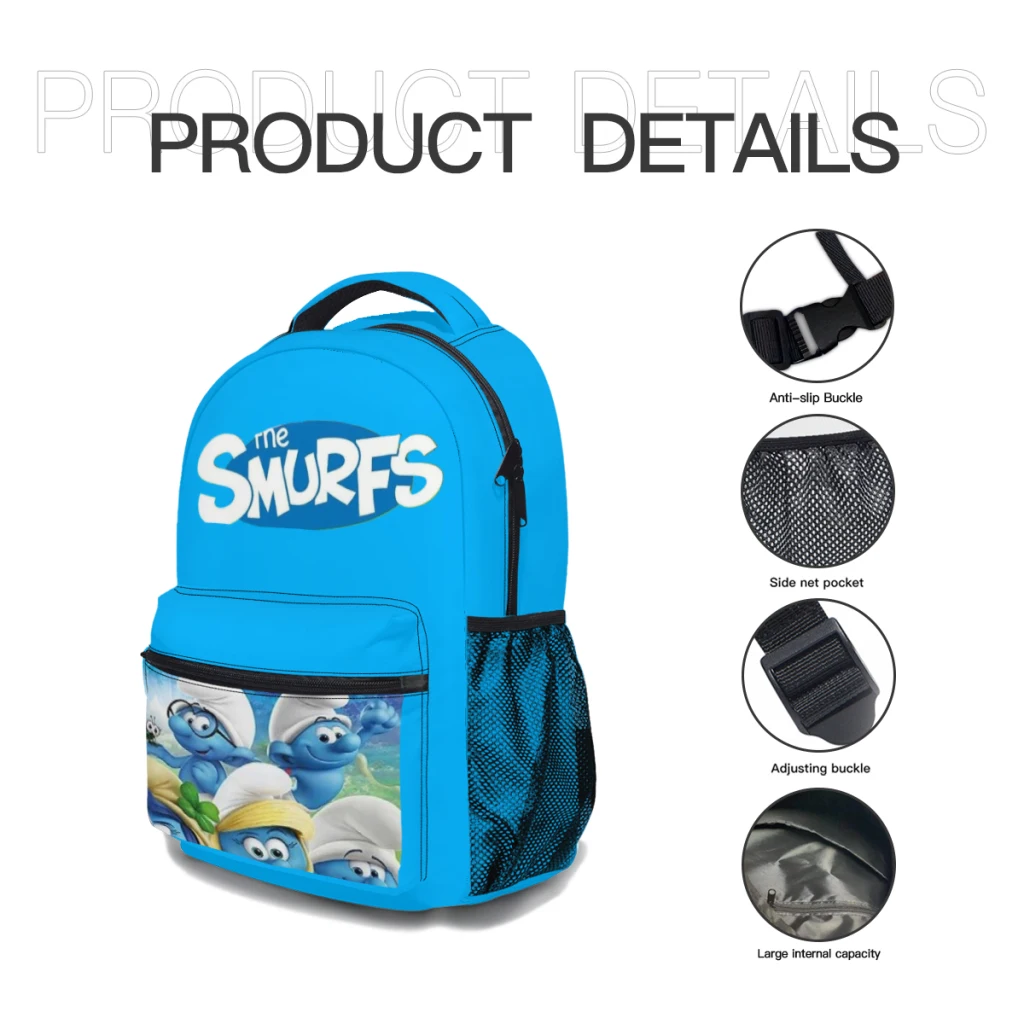 Sac d'école léger à motif S-SmurfssPattern pour enfants, imprimé mignon, sac à dos à la mode, nouveau