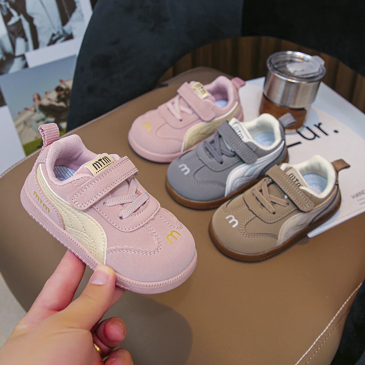 

Toddler Kids Casual Sneakers Non-slip Soft Sole Breathable Upper Adjustable Strap for First Walkers Daily Wear