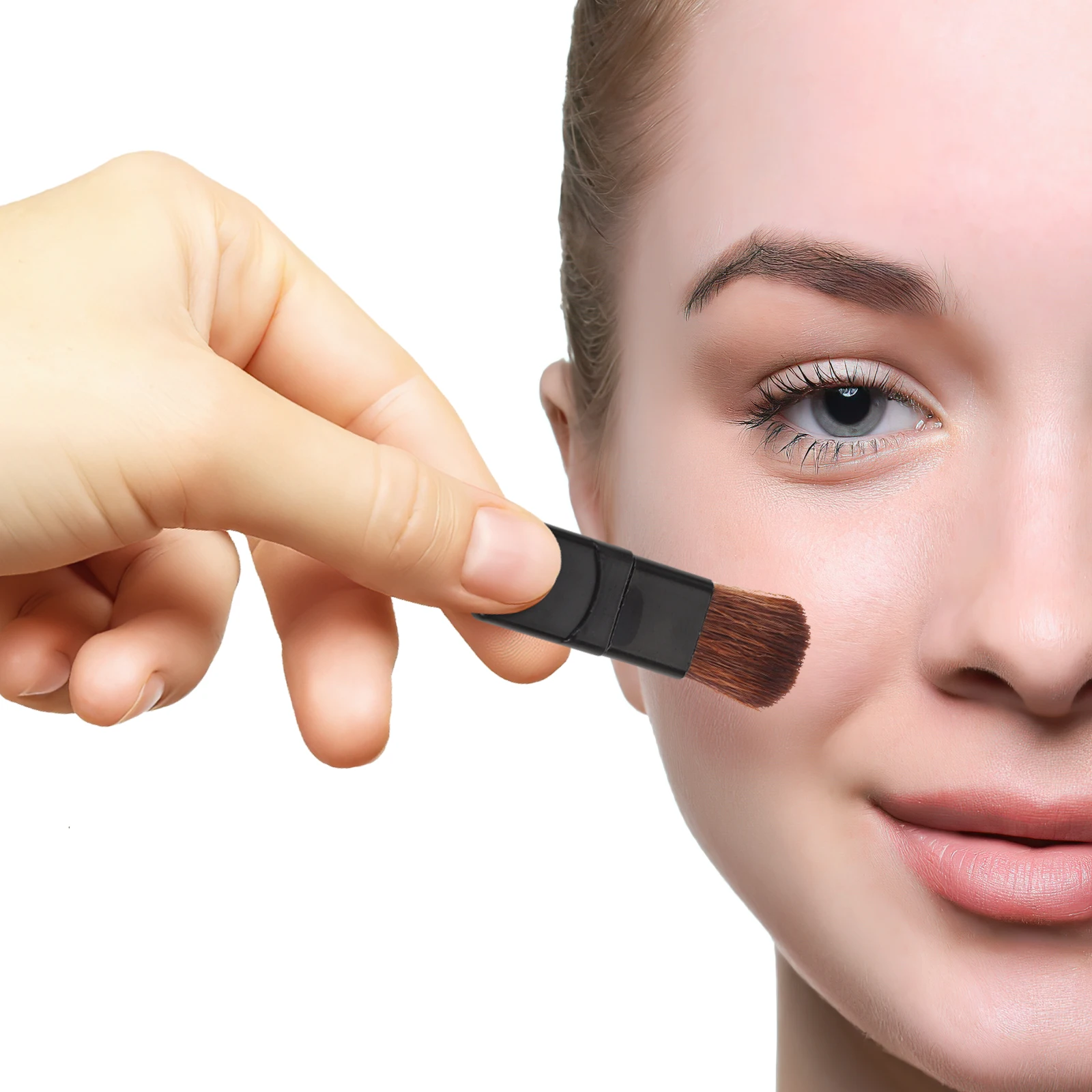 5-delige kleine platte blozenborstelset Zachte vezel make-upapplicator Mini Foundation Brush Draagbare reisgezichtsmake-upborstels