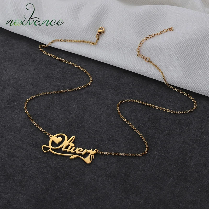 

Nextvance Customized Name Necklace Stainless Steel Personalized Cat Choker Pendant For Woman Lover Anniversary Jewelry Gifts