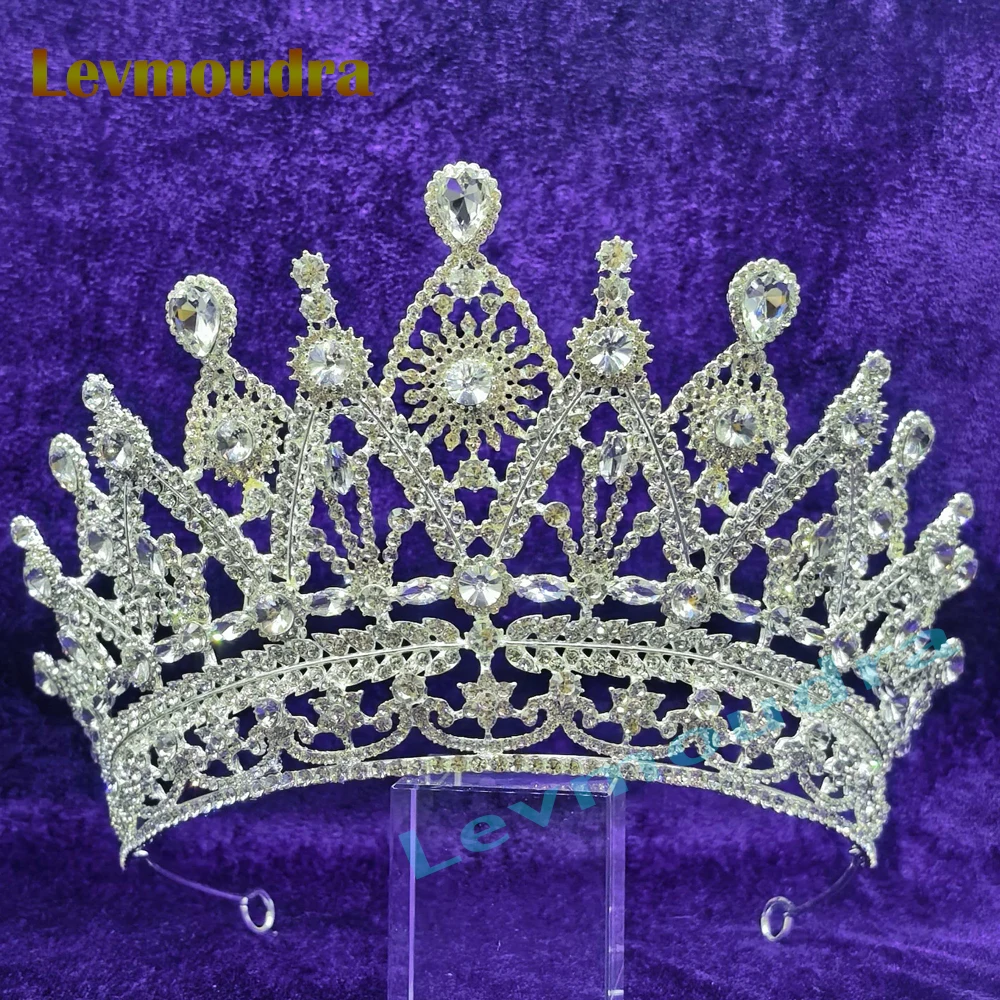 Levmoudra Crystal Wedding Tiara for Women Royal Queen Crown Rhinestone Princess Tiara Hair Accessories for Pageant