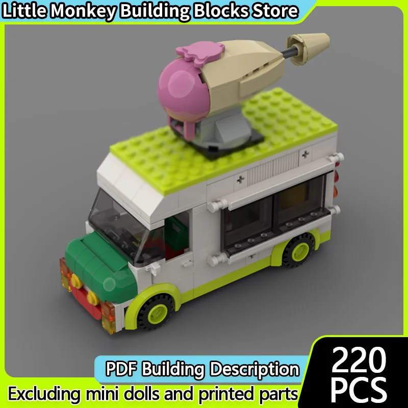 

City Car Model MOC Building Bricks Ice Cream Truck Modular Technology Children Holiday Gifts Assemble Toys Suit