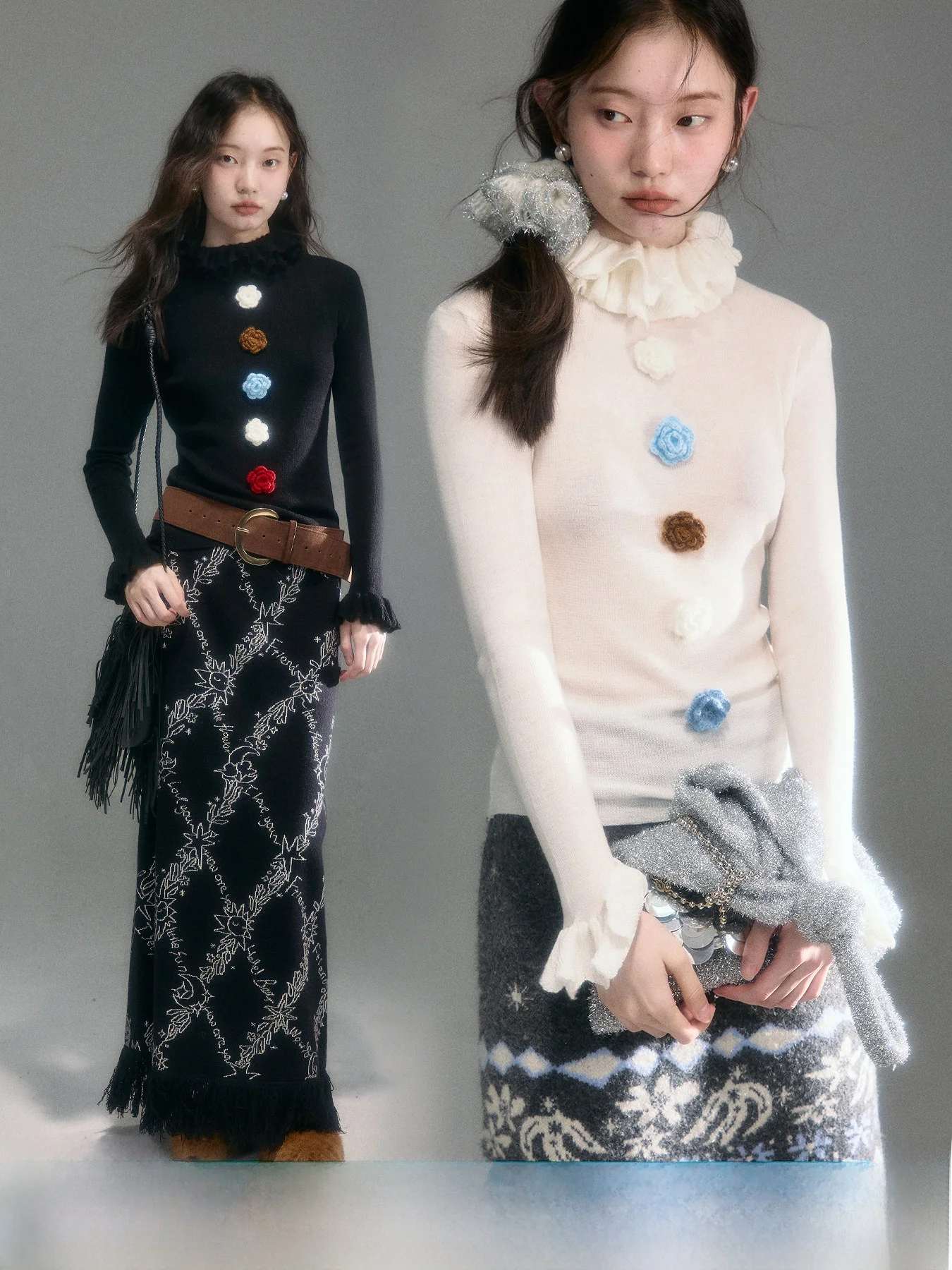 

Uare Original Design Long Sve Knitted T-irt with Flower Hooks Lapel Petal Boting Tee Winter Commute Sle Regular Fit
