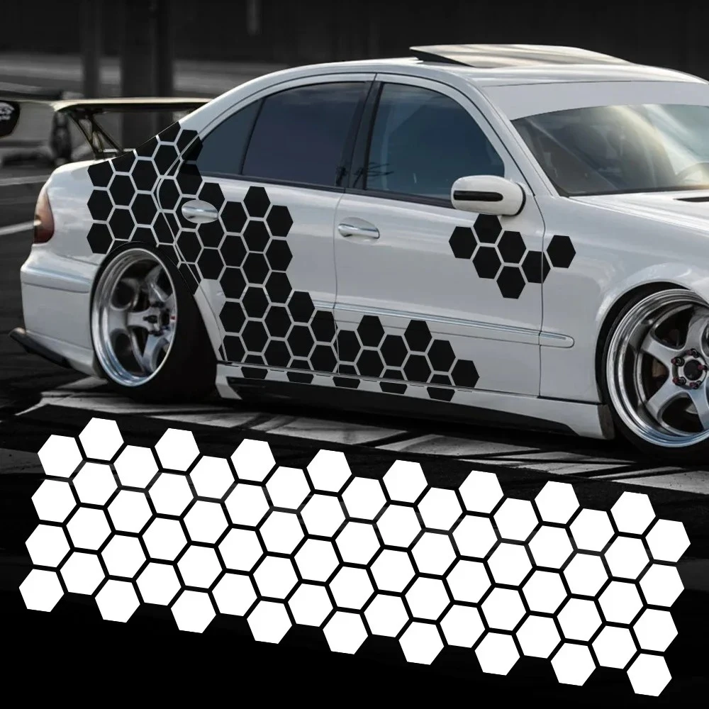 

Car Stickers Honeycomb Graphic Side Vinyl Decor Decals For Audi BMW Lada Nissan Ford VW Honda Kia Toyota Auto Tuning Accessories
