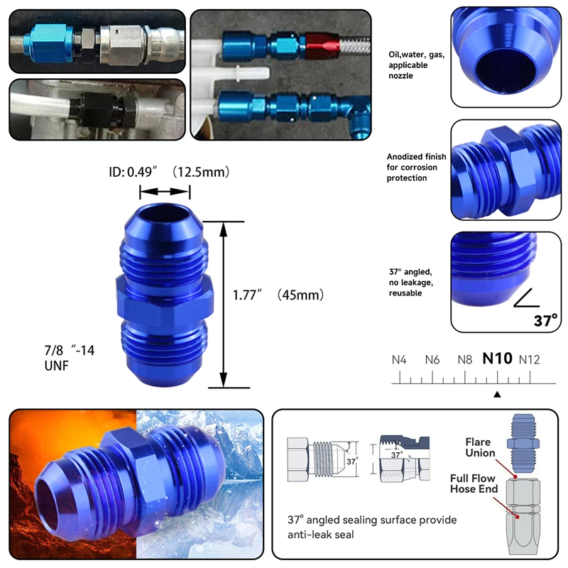 16.4FT 5M AN10 نايلون/فولاذ ستانلس ستيل مضفر غاز/زيت/خط الوقود + AN10 طقم تركيب نهاية خرطوم عالمي أسود/فضي