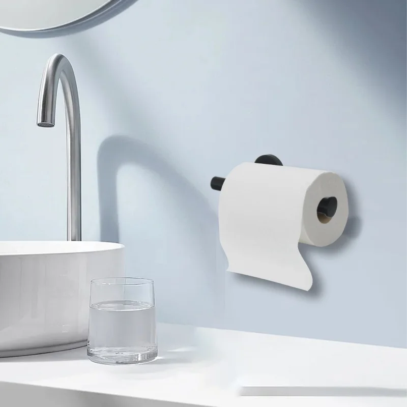 Acero inoxidable Sin perforaciones Porta rollos de papel Baño Montaje en pared Portarrollos de papel higiénico autoadhesivo Estante de almacenamiento para cocina