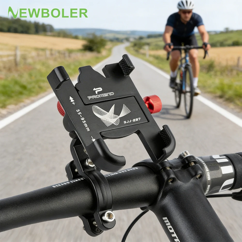 NEWBOLER 360 °   Support de téléphone rotatif en aluminium réglable pour vélo, support de téléphone pour VTT, support de vélo antidérapant