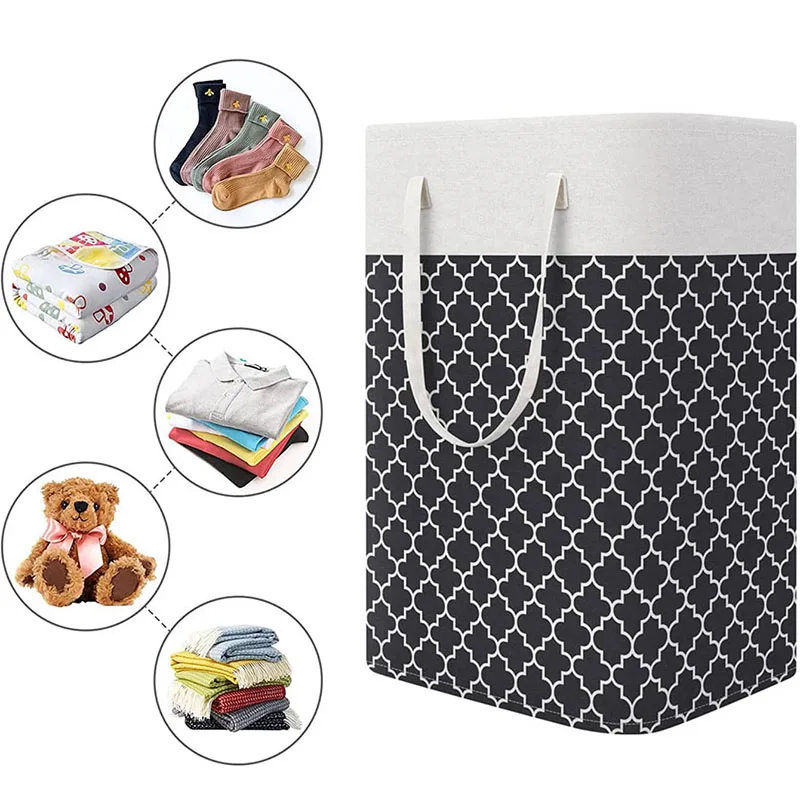 75L Laundry Basket with Handle Fabric Dirty Clothes Basket Waterproof Laundry Hamper Large Capacity Foldable Clothes Storage Box