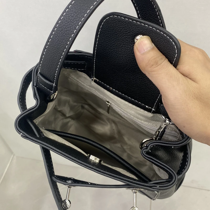 Japan Style Casual Backpacks For Women Luxury Designer Handbags And Purse 2023 New In PU Lychee Texture Belt Decoration Shoulder