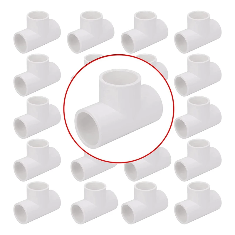 

20 Pack 3/4In Tee 3 Way PVC Pipe Fittings Connector, Furniture Grade Elbow Fitting For DIY Garden Shelf Accessories