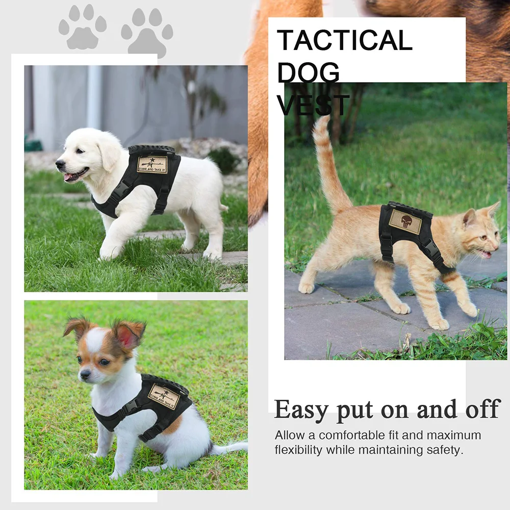 Tactical Dog Harness Leash Patch Kit for Cats and Small Dogs Vest Military Dog Working Training Accessorie