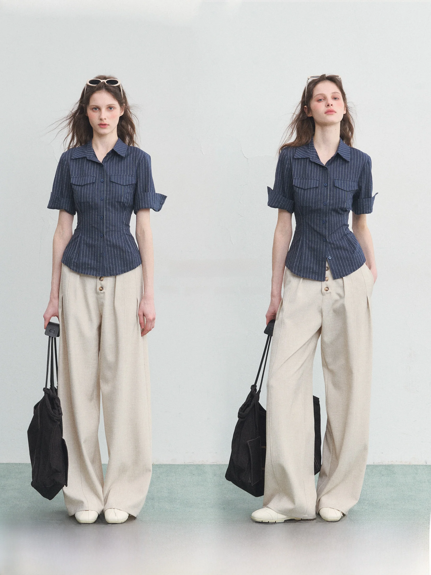 

SPEAR YOUTH Linen Stripe ort Sve irt Tie Waist Casual Sle Women's Top Cotton 65% Linen 35% Material Summer Faion