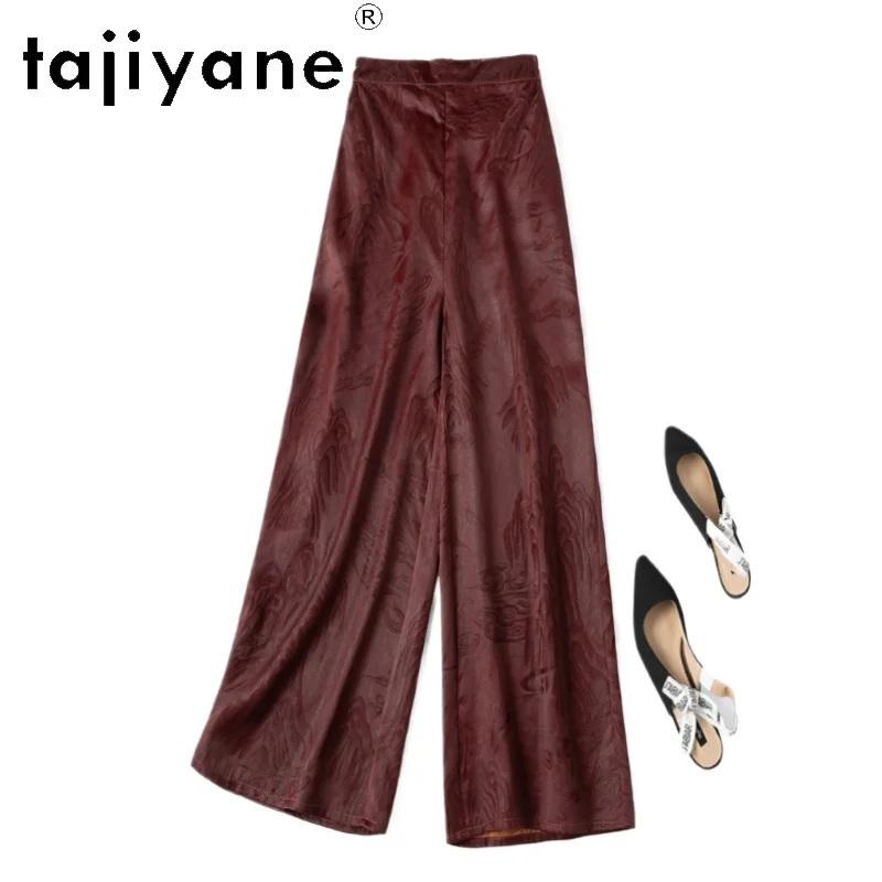 

TAJIYANE 100% Mulberry Silk Pants Women High Quality Casual Baggy Pants 40 Mommes Summer Straight Trousers 2025 Woman Clothing
