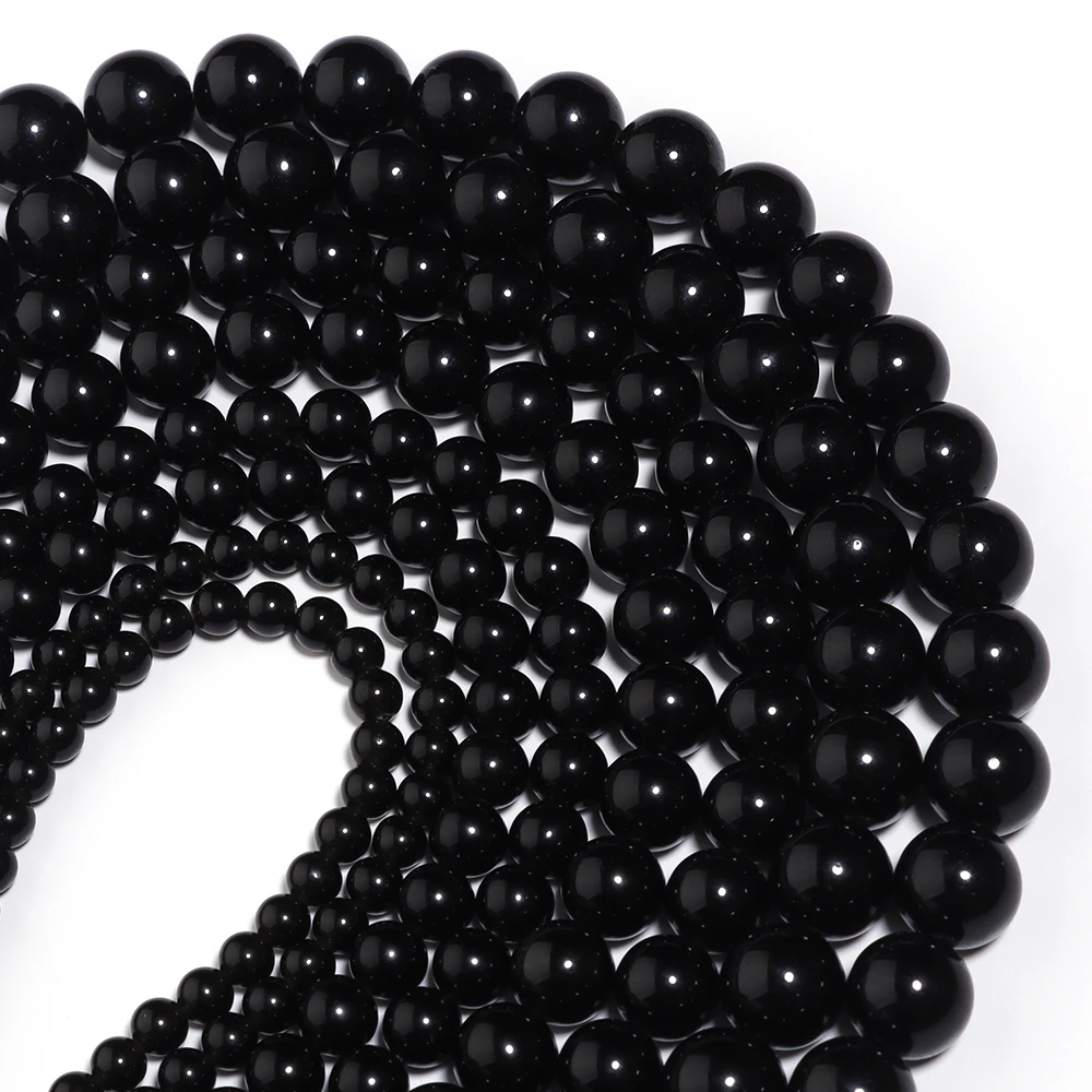 Natural Obsidian Stone Bead Round Gemstone Loose Spacer Beads for Jewelry Making DIY Necklace Bracelets Accessories 4/6/8/10mm