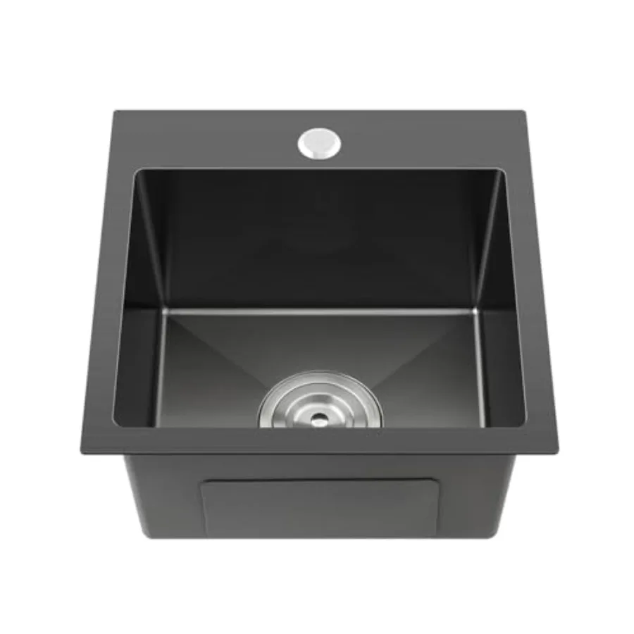 

15 x 17 Inch Kitchen Bar Sink Drop In, 304 Stainless Steel Handmade Single Bowl Topmount Kitchen Sink