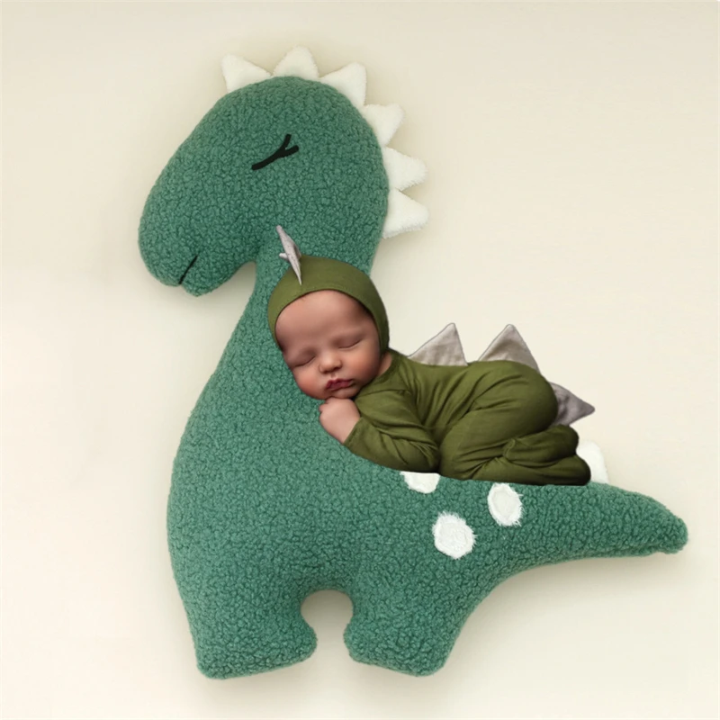 Dinosaurio Adorable para fotografía de bebé, frijoles de posar, cojín de dibujos animados, almohada, muñecas, accesorios para sesión de fotos, Verde