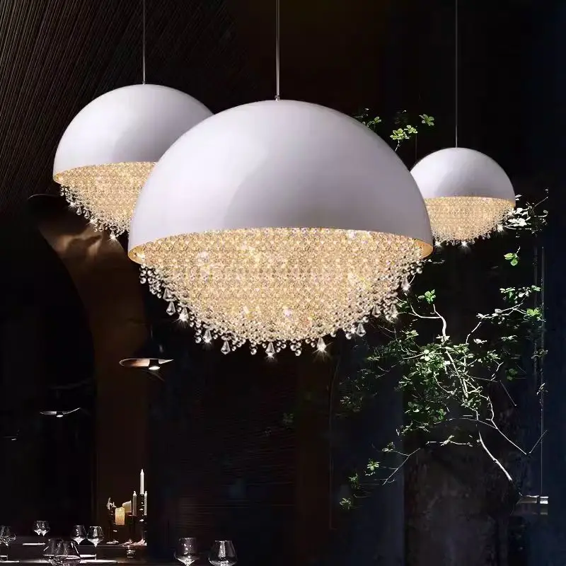 crystal round chandelier led tassel lamp para exhibition hall restaurante sala de decoracao luxo hanglamp designer dinning k9 01