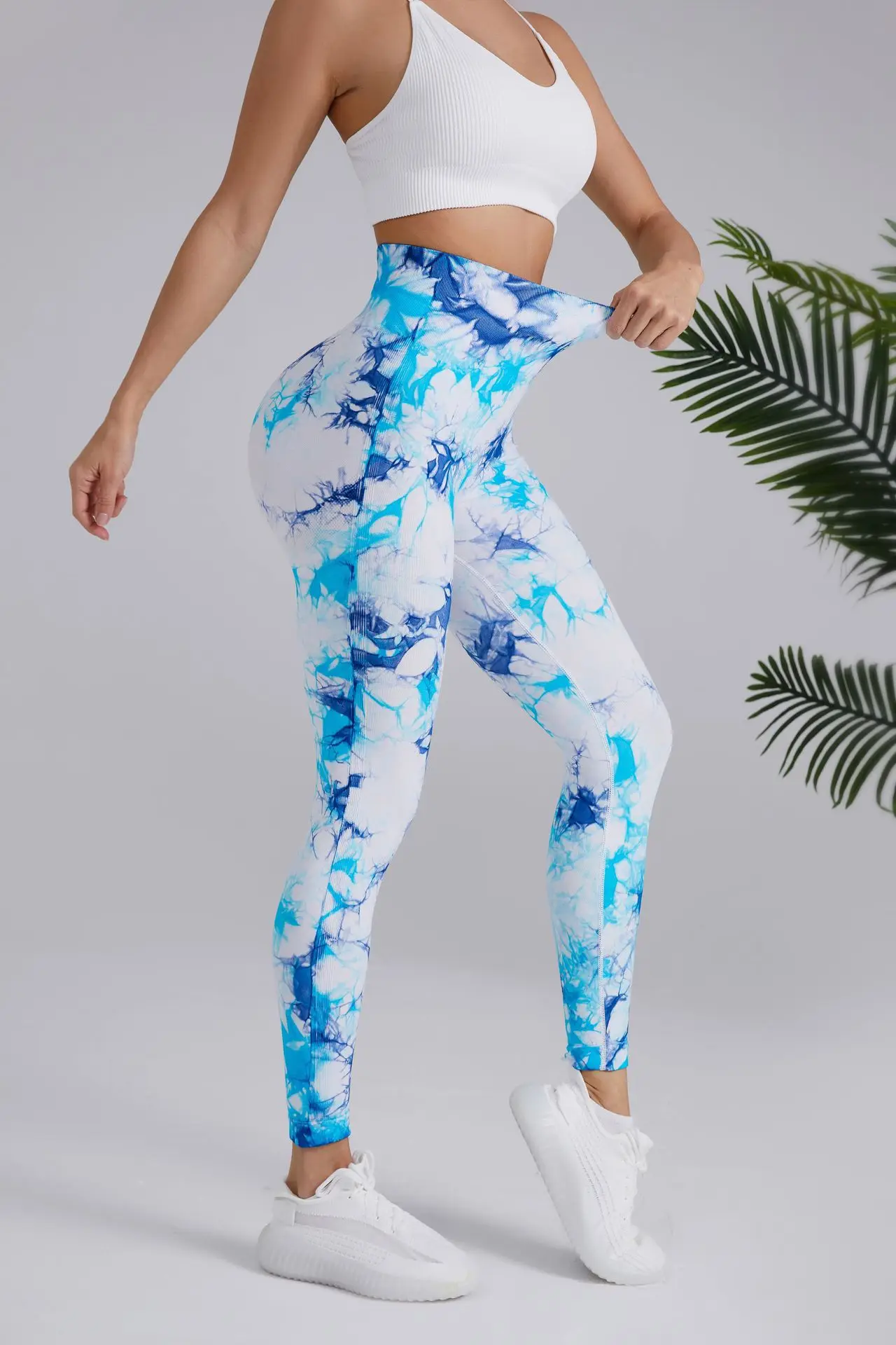 Pantalones de Yoga de cadera de melocotón teñido anudado, Leggings ajustados de secado rápido, cintura alta, sin costuras, levantamiento de cadera, correr, Fitness al aire libre, nuevo