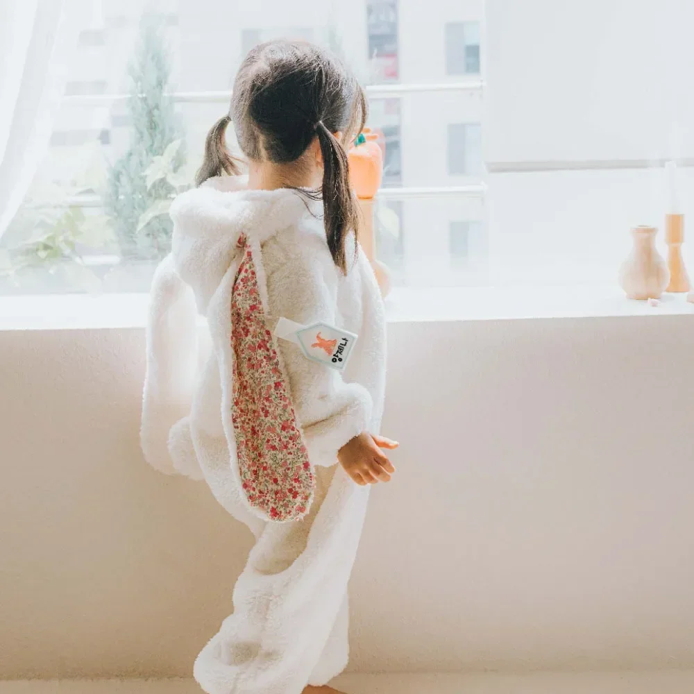 

Newborn Jumpsuit Hooded Pajamas Baby Boys Plush Homewear Outfits Autumn Winter Baby Girls Boys Rabbit Romper Slouchy Zipper