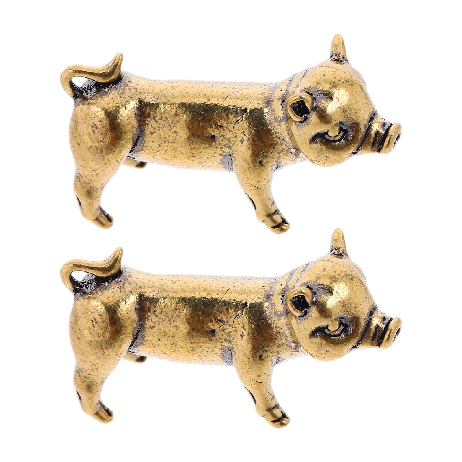 

2pcs Keychain Pendant Mini Brass Pig Decorations for Boyfriend Year of The Pig Charms Desktop GiftsVintage Animal Statue