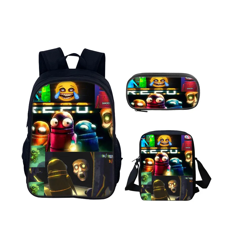 Classic R.E.P.O. Recycling Action 3D Print 3pcs/Set pupil School Bags Laptop Daypack Backpack Inclined shoulder bag Pencil Case