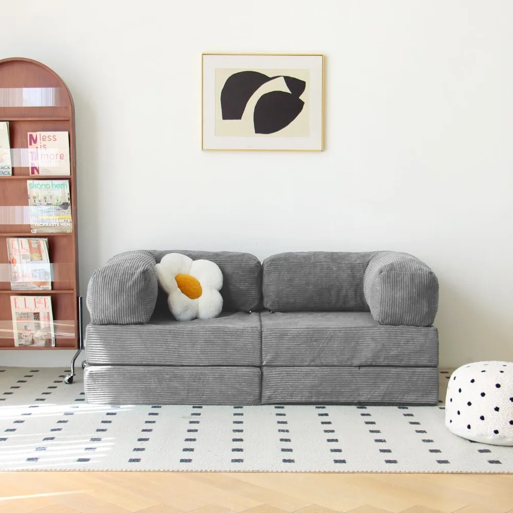 أريكة سرير قابلة للطي مع وسائد إسفنجية، أريكة نوم بدون ذراع للاستخدام في غرفة المعيشة وغرفة النوم #3