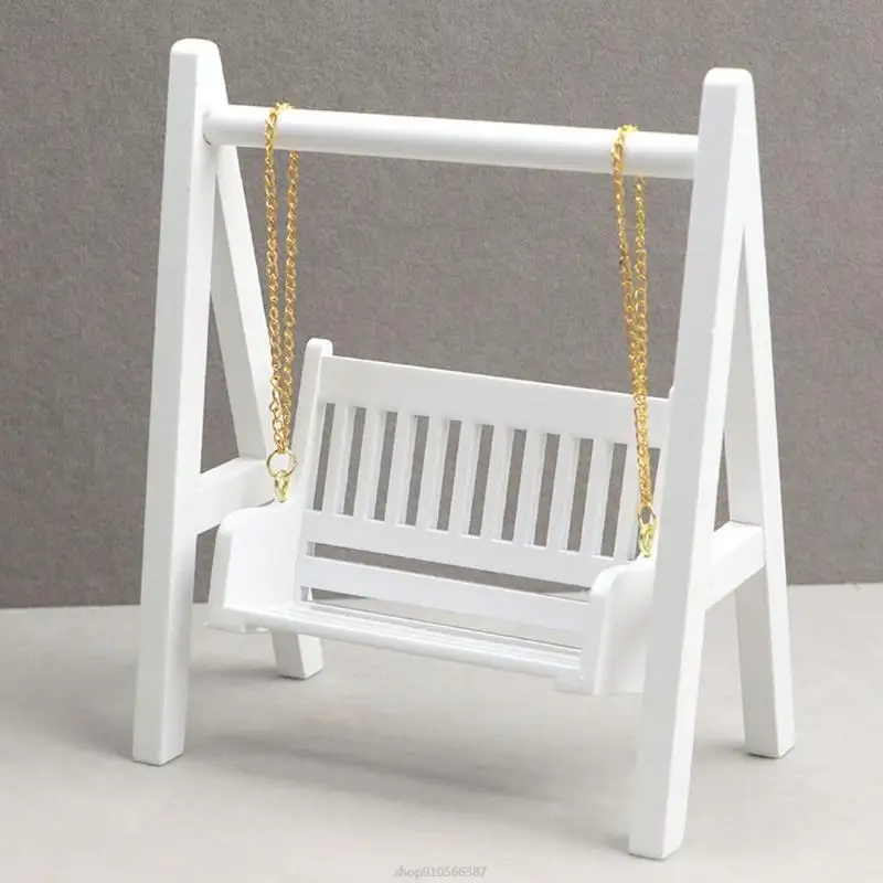 1/12 Dollhouse Miniature Furniture Mini Swing Chair White Patio Swing Chair Role Play Toy Adult Play Scene Model S07 22 Dropship