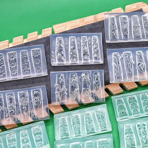 SNASAN Stampo in silicone 3D per intaglio Nail Art Tulipani Pizzo Serpente Girasole Modello Strumenti di decorazione per manicure