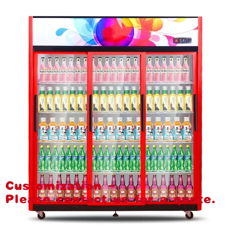 

Коммерческий вертикальный морозильник на 3 двери, на колесах, для использования в супермаркетах