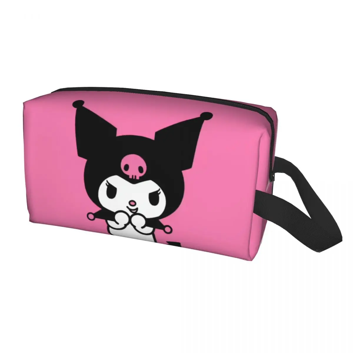 Custom Cartoon Kuromi Skull Toiletry Bag for Women Cute Rabbit Anime Makeup Cosmetic Organizer Lady Beauty Storage Dopp Kit Box