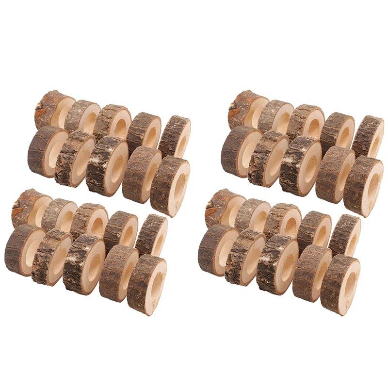 

40 Pcs Wooden Napkin Ring Christmas Napkin Ring Holders Round Serviette Holder Decorative Napkin Rings 1.18In