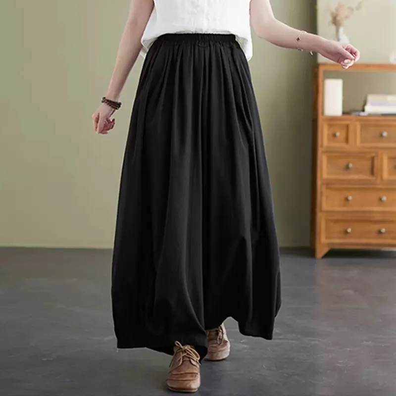 New Vintage Large Size Women's Clothing Spring Summer Mother's Culottes Slim Pants Women Wide-leg Bloomers Summer Culottes BD374