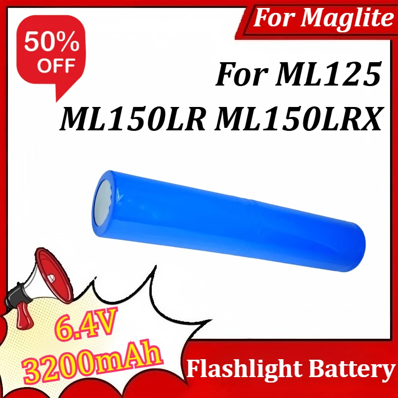 

Аккумулятор 6.4V 3200mAh 20.48Wh для фонарей Maglite ML125, ML150LR, ML150LRX (замена)