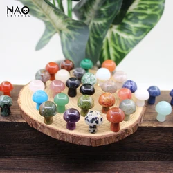 20mm Natural Stone Mushroom Statue Room Home Decor Healing Crystal Gemstone Figurine Aquarium Decoration Crafts Ornament Gifts