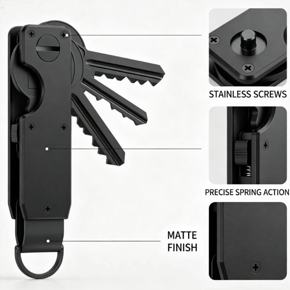 Schlüsselanhänger für Männer/Frauen, kompakter Autoschlüsselhalter, minimalistisches Metall-Schlüsseletui, kleiner Schlüsselanhänger, Smart Ring Keybar – Detail 14