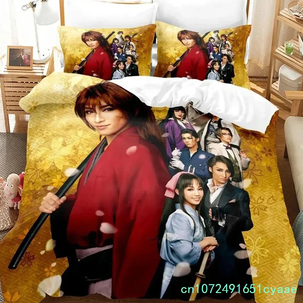 Anime Rurouni Kenshin Bedding Set Boys Girls Twin Queen Size Duvet Cover Pillowcase Bed Kids Adult Fashion Home Textileextile