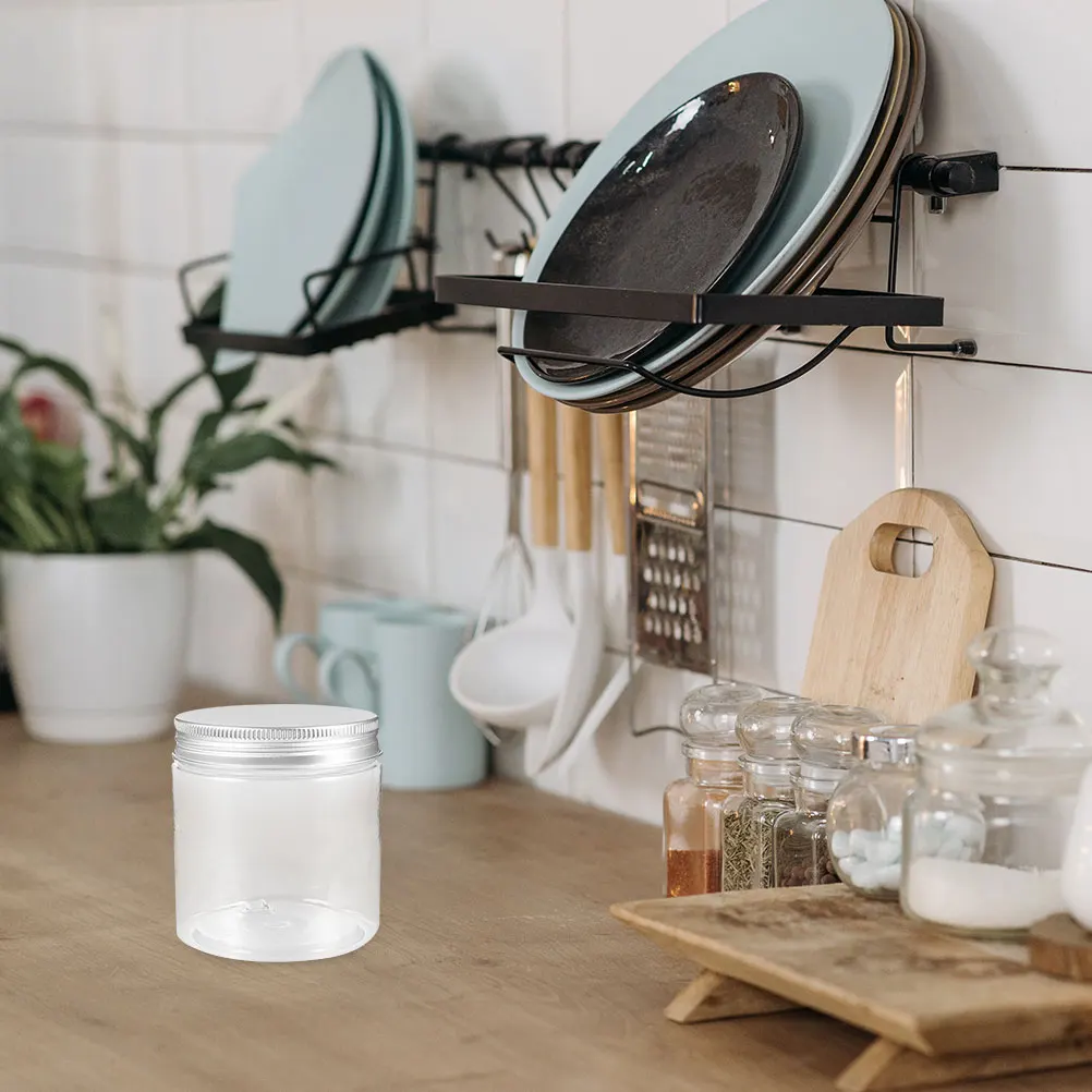 

Household Plastic Jars 6pcs 250ml Transparent Refillable Storage Can with Screw Top Lid for Food Makeup Travel Organization