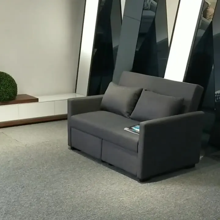 Składana, rozkładana skórzana sofa dwuosobowa 1,3 m do małych przestrzeni