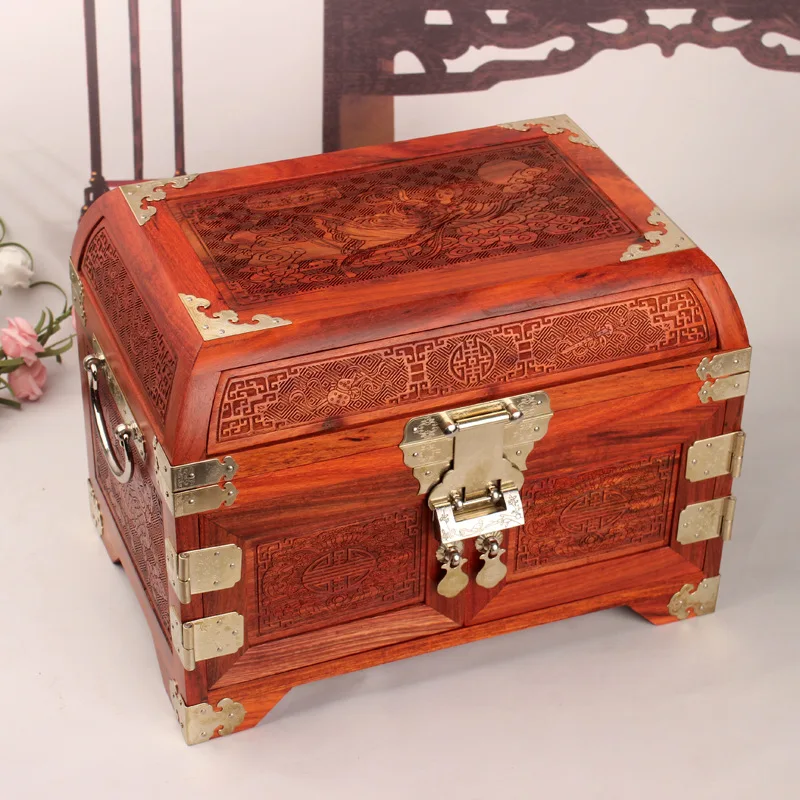 Rosewood Jewelry Storage Box Cosmetics Jewelry Box Chinese Style Retro Furnishes Bedroom Decorations Wedding Gifts