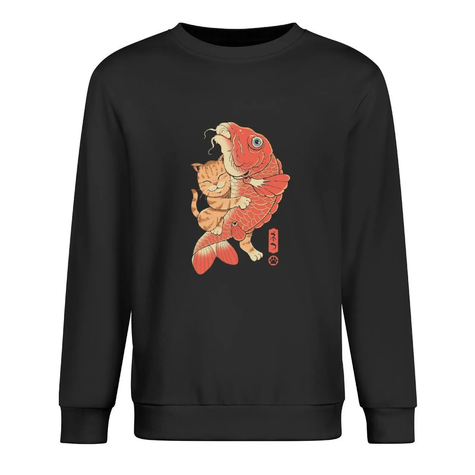 

Cat Catching Carp Pullover mens clothes men clothes fashion men blouse anime sweatshirt