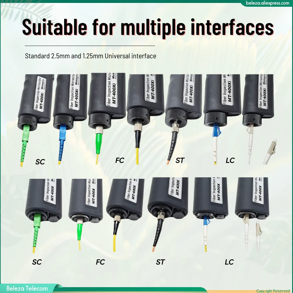 Lupa de inspección de fibra inteligente MT-400Xi/200Xi/400X/200X, microscopio de inspección óptica de fibra de vidrio de iluminación LED Dual